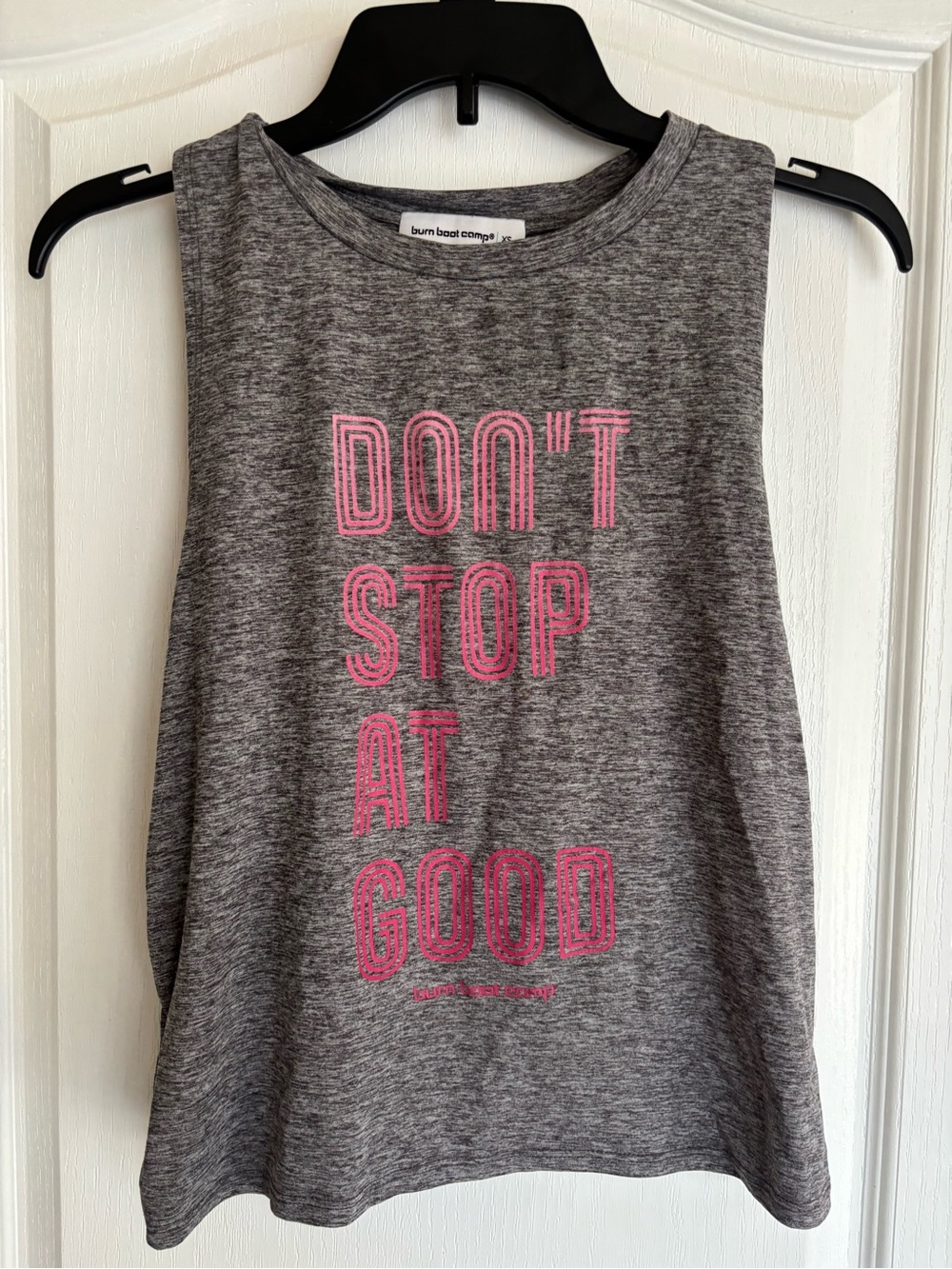 Burn Boot Camp Gray Muscle Tank with Pink Graphic